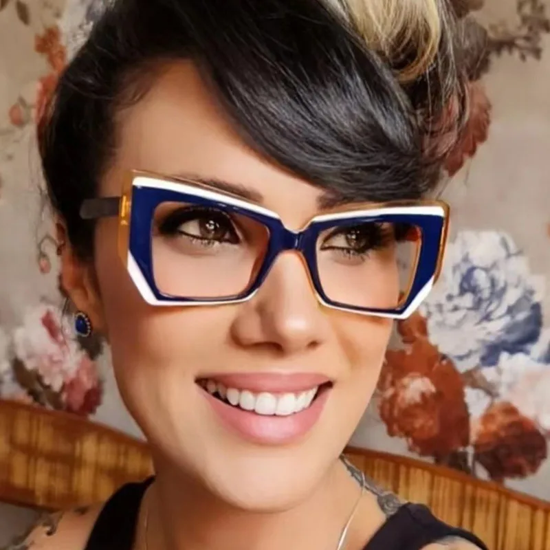 New Fashion Irregular Square Anti Blue Light Women Glasses Colorful Frame Vintage Modern Female Clear Reading Computer Eyewear