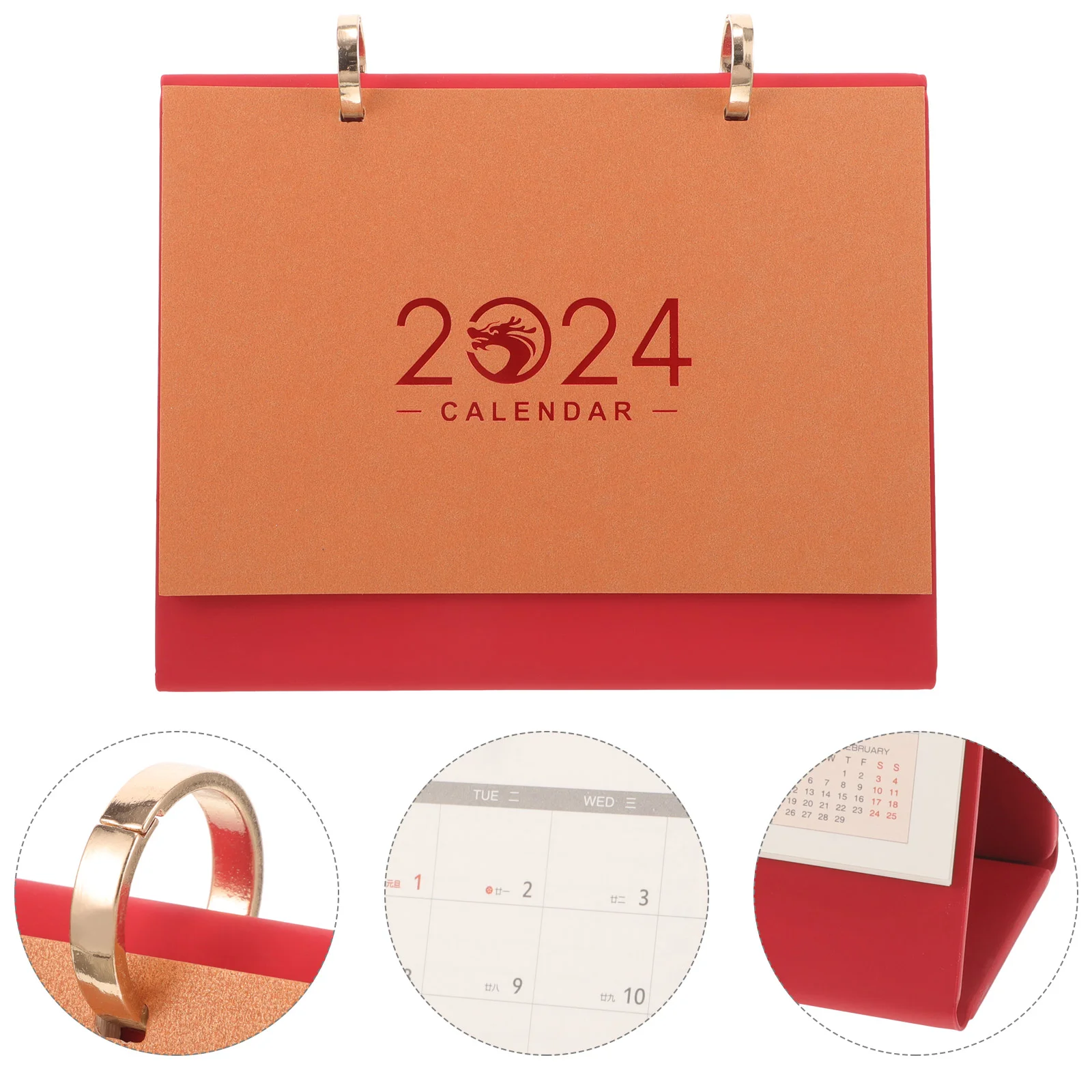 2024 Double Ring Desk Calendar Home Supplies Small Mini Office Month Metal Daily Use Tabletop