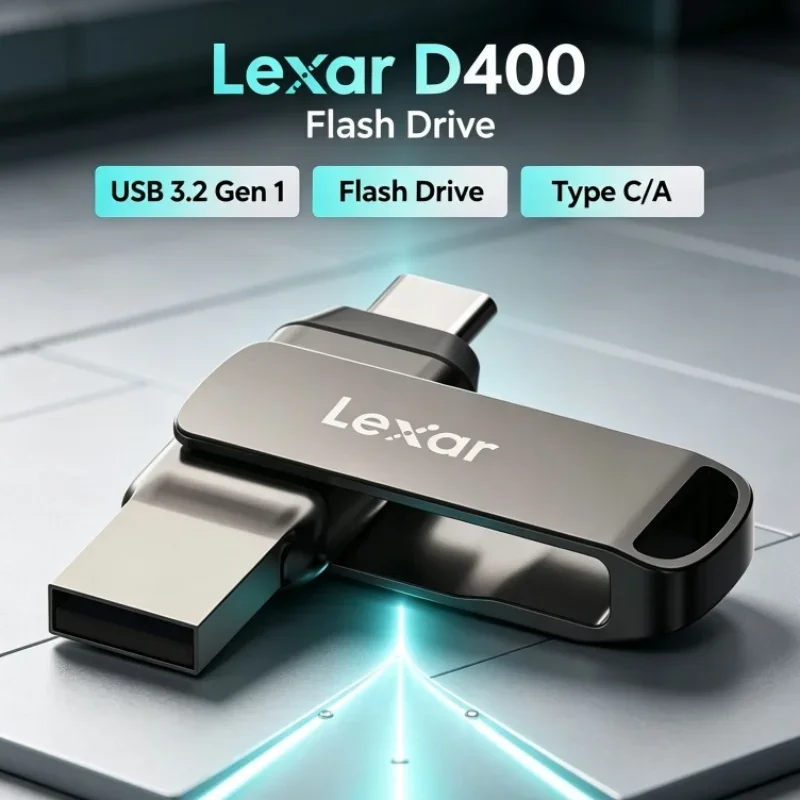 Lexar JumpDrive D400 Type C/A USB Flash Drive 32GB 64GB 128GB 256GB Dual Slot USB 3.2 Gen 1 For PC/Mac