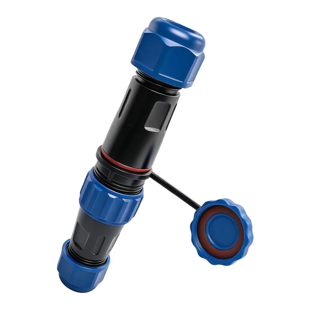 IP68 Rated LD20 Quick Connect Waterproof Socket for Security System Cabling 250V 25A ABS Material Male Female Pair