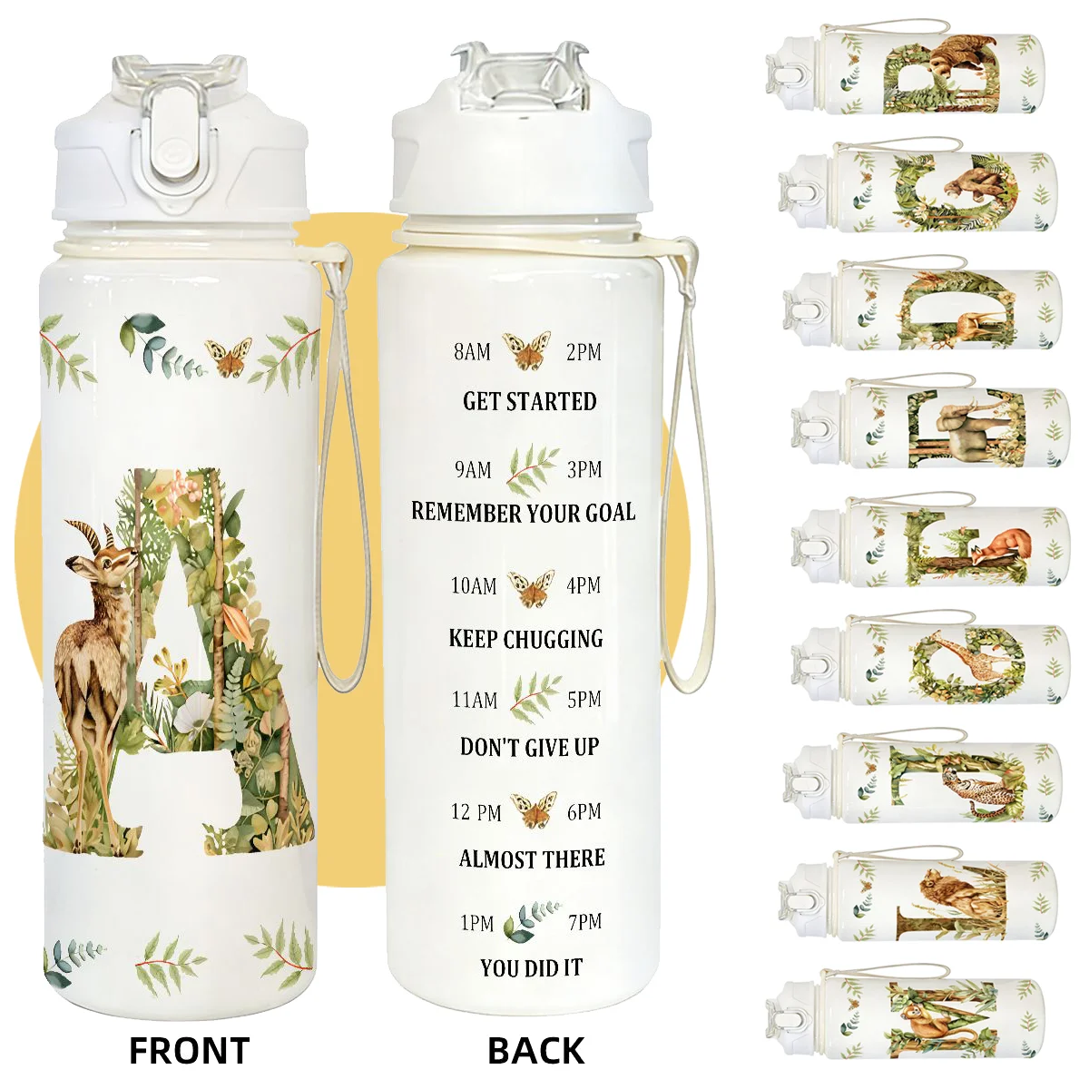 Vaso con pajita Fashion Alphabet de 750 ml, libre de BPA, para el hogar, deportes, viajes, camping, gran regalo para parejas, Día de la Madre, Día del Maestro