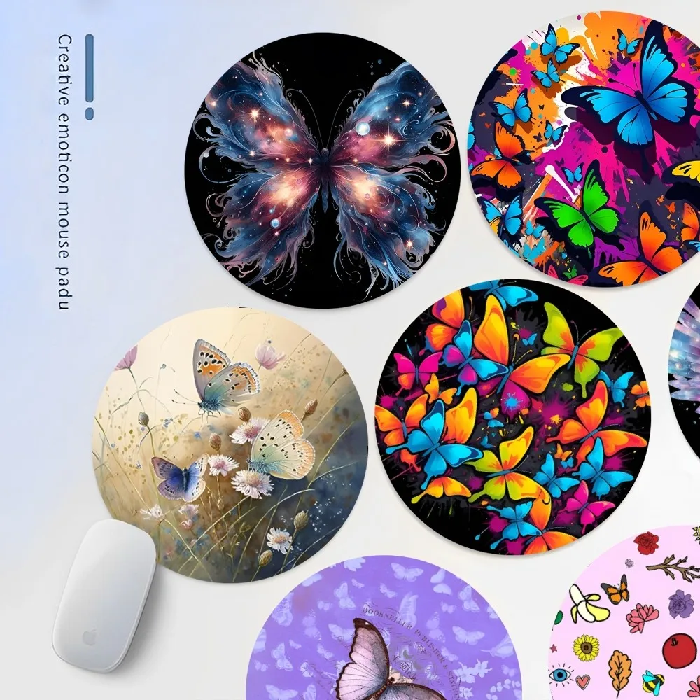 

Butterfly Aesthetics Mousepad INS Tide Round Keyboard Mat Table Mat Students Cabinet Gamer Desktop Mousepad Cup Mats Deskpad