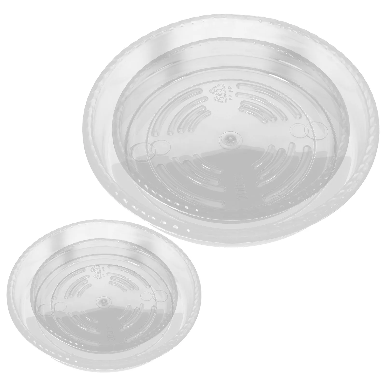 

4pcs Round Transparent Flower Pot Saucer Plant Tray Durable Pet Material Reusable Drainage Tray For Indoor Plants Bonsai Ceramic