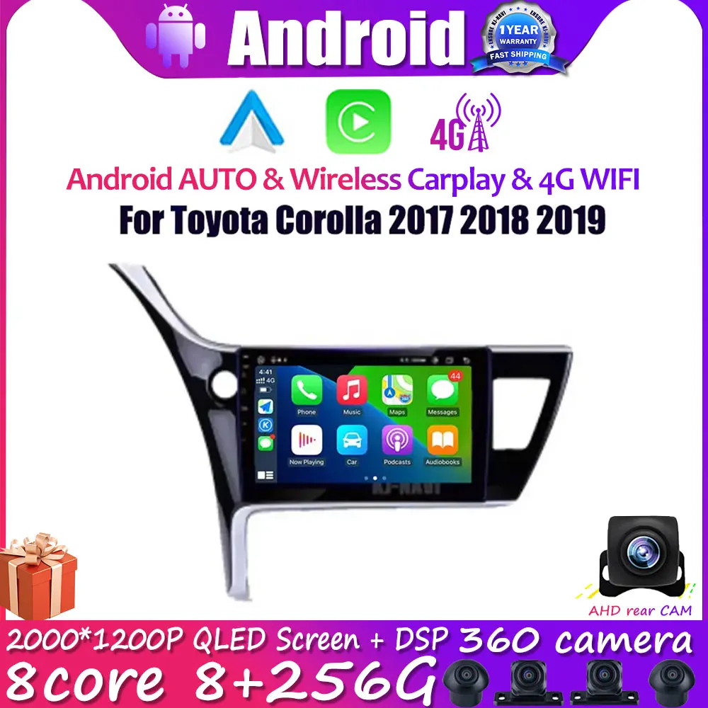 

Автомагнитола для Toyota Corolla 2017-2019, мультимедийный DVD-плеер, GPS-навигация, Carplay, LTE, DSP, Авторадио, Android 14, Wi-Fi, зеркало