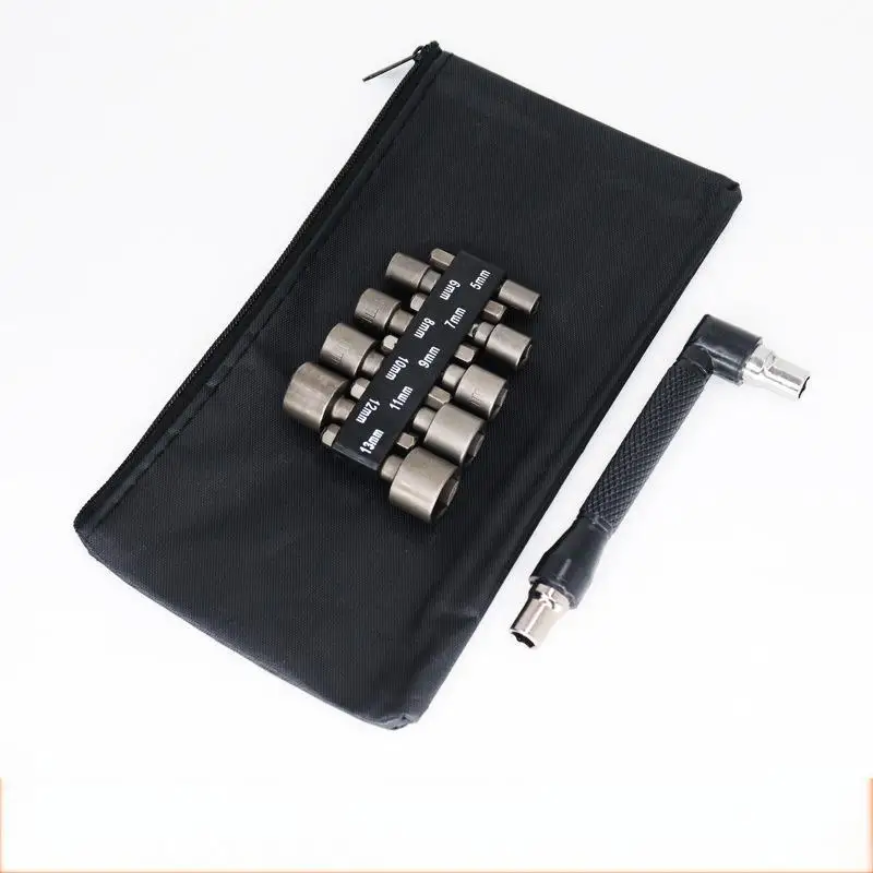 9pcs 5mm-13mm Hex Socket Set Nut Driver Screwdriver Bits Sleeve Nozzles Schroevendraaier Tools Socket Wrenches for DIY Repair