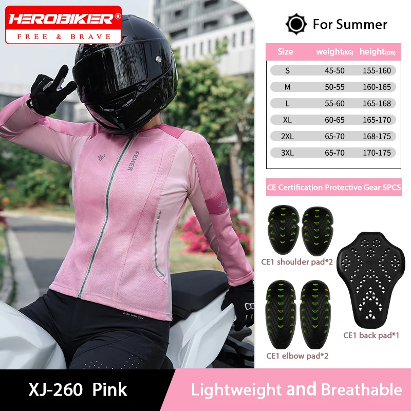 

Women's Motorcycle Jacket Summer Breathable Motorbike Jacket Lightweight Moto Body Armor CE Certified Motocross Riding Clothing