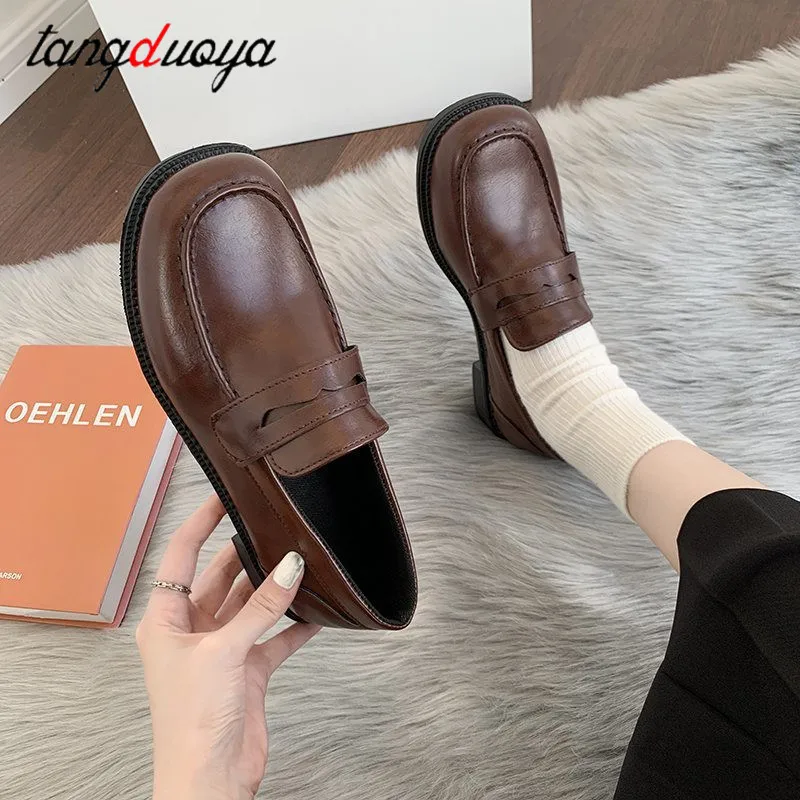 loafers Women jk Uniform Shoes Uwabaki Japanese JK Round Toe Women Girls School Students mary janes Lolita Brown Cosplay Shoes