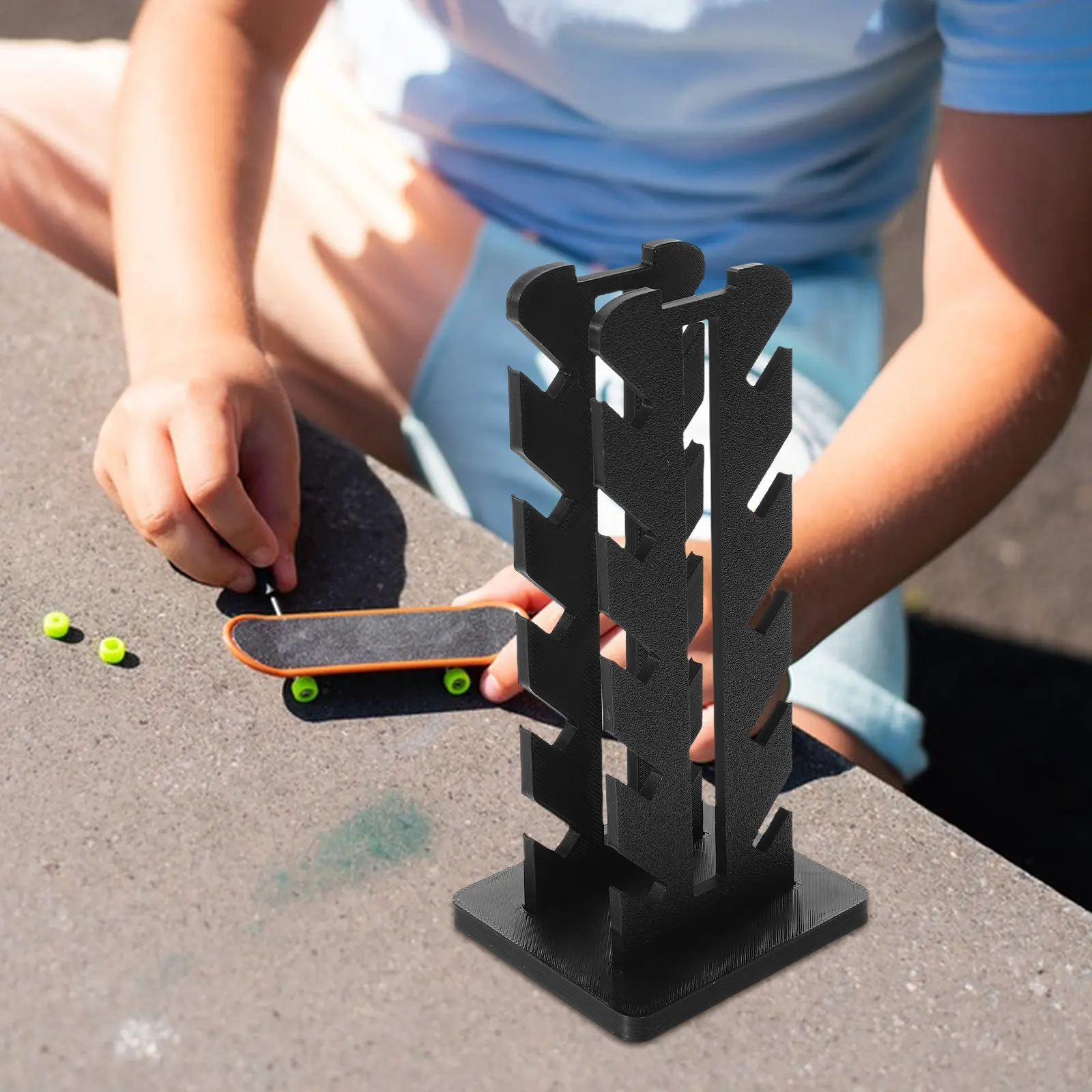 Fingerboard Display Rack 2pcs Multi-Tier Plastic Stand for Mini Skateboard Desk Storage Organizer