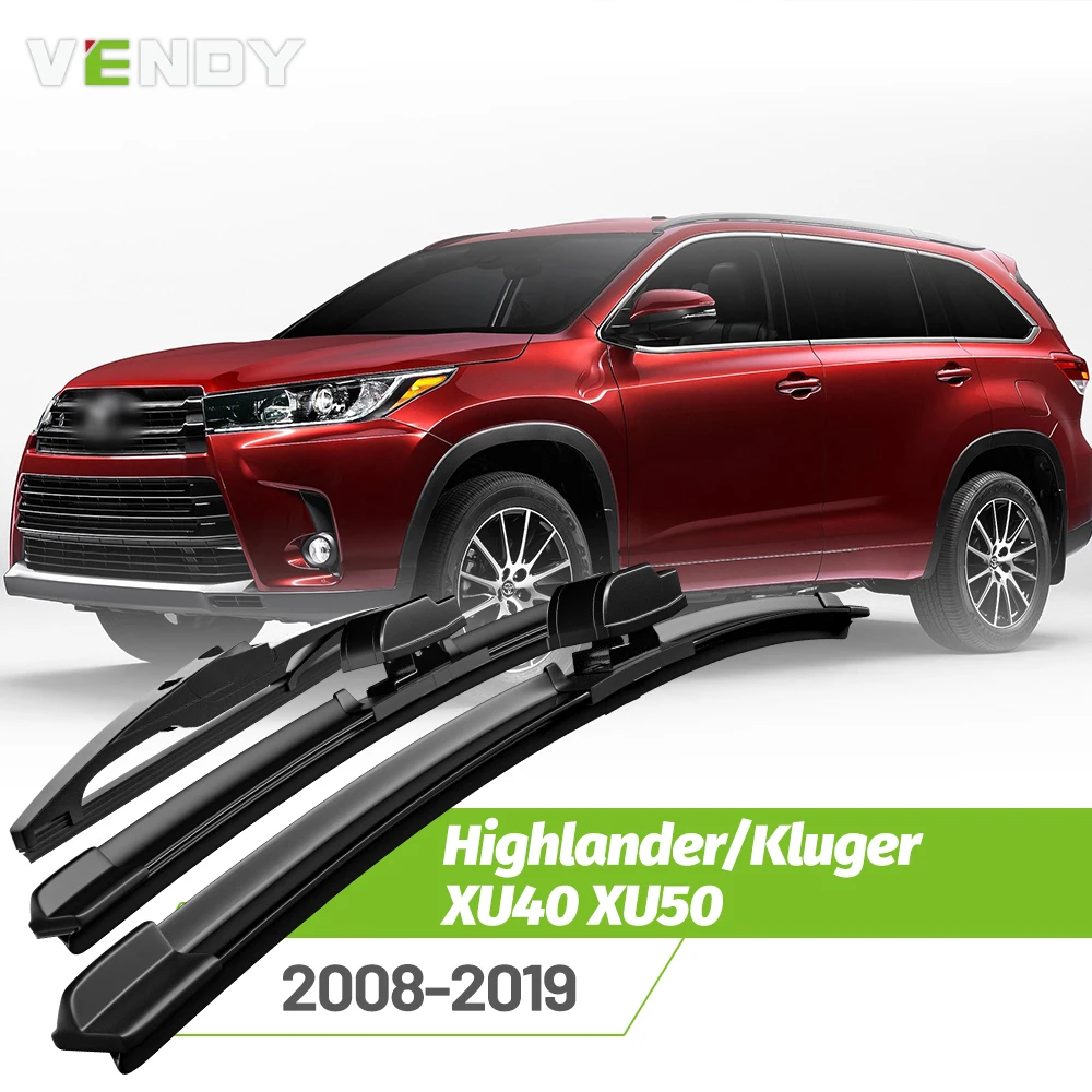 Vorder- und Heckscheibenwischerblätter-Set für Toyota Highlander/Kluger XU40 XU50 2008–2019, Windschutzscheiben-Regenbürsten, 26 Zoll + 20 Zoll + 12 Zoll