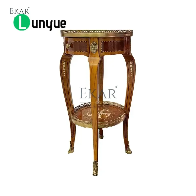 Classic Round Solid Wood Corner Table Creative Design Small Side End Table for Living Room Bedroom Sofa Space Saving Durable