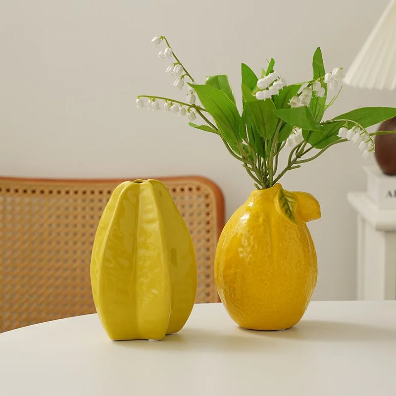 Nordic Simple Ceramic Vase Fruit Shape Water Raised Flowers Creative Home Decoration Vases Jarrones Decorativos Moderno Ваза