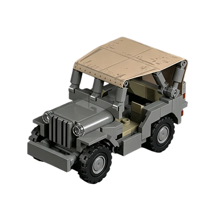 Quarter Ton Truck With Canvas Model MOC Building Bricks War Equipment Modular Technology Gift Holiday Assemble Children Toy Suit