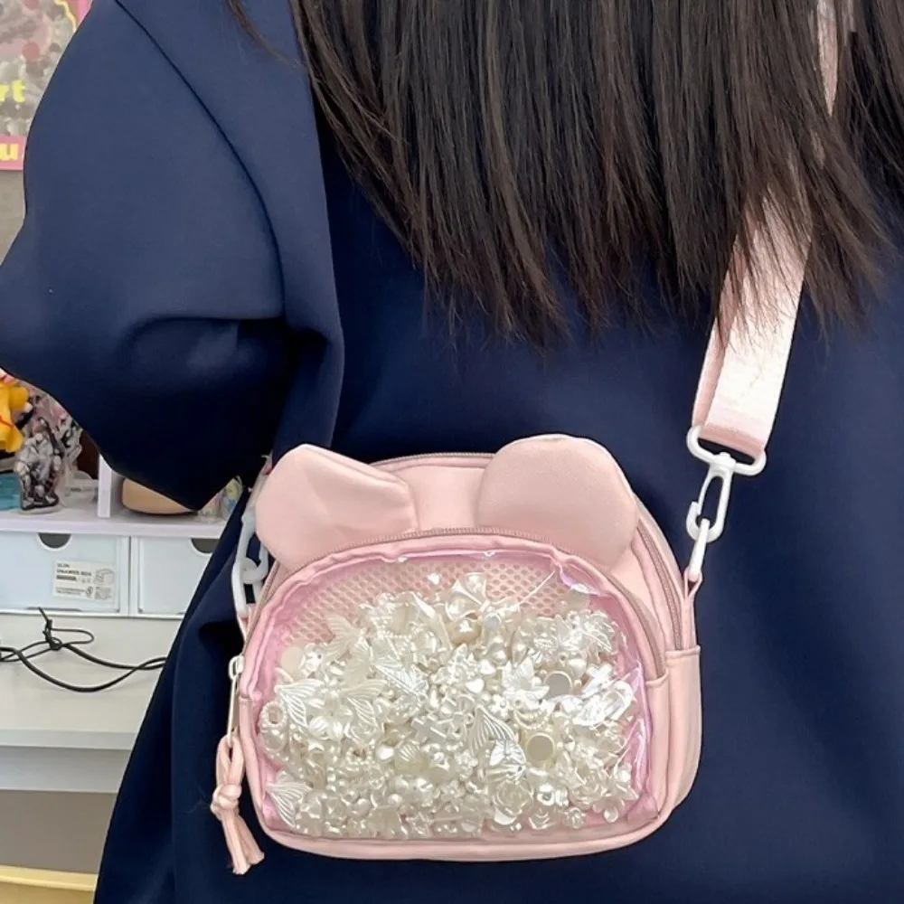 

Sweet Zipper Mini Itabag Nylon Y2k Transparent Crossbody Bag Doll Bag Korean Style Shoulder Bag Children