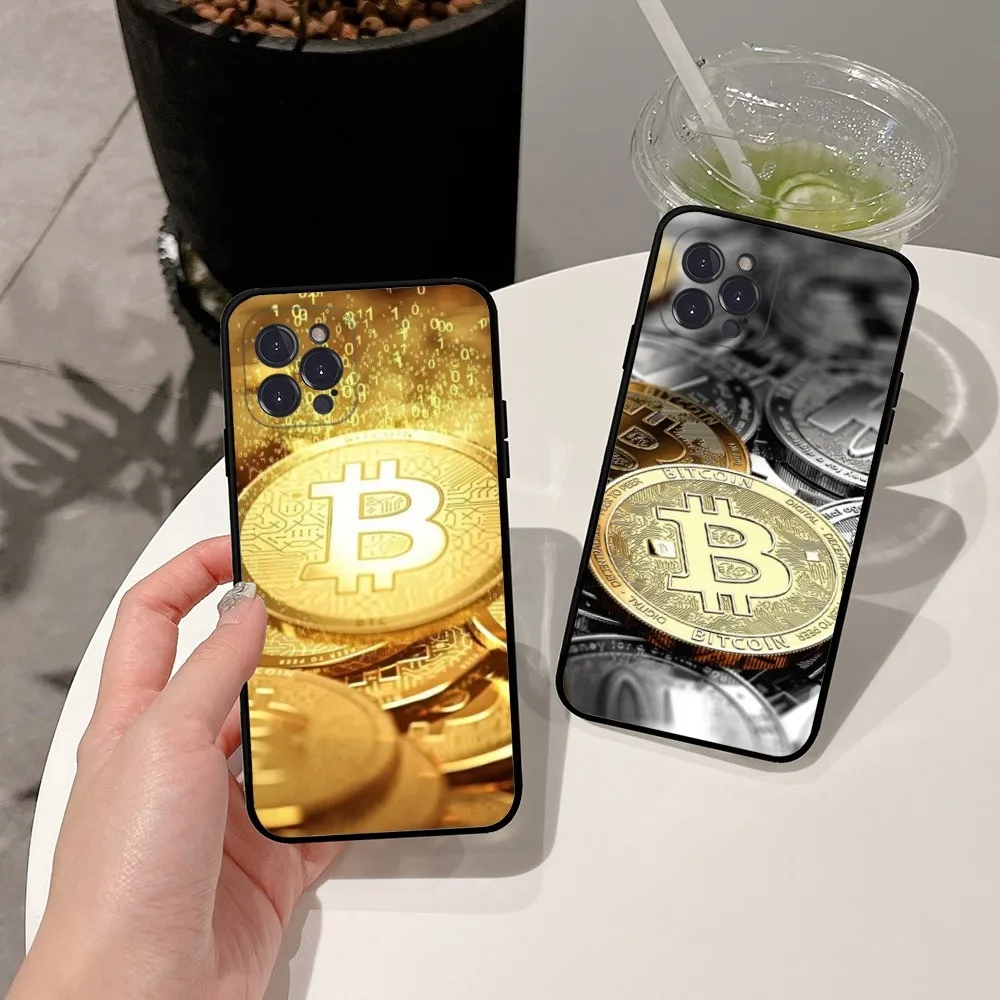 Money Bitcoin Phone Case For Apple iPhone 15,14,13,12,11,XS,XR,X,8,7,Pro,Max,Plus,mini Silicone Black Cover