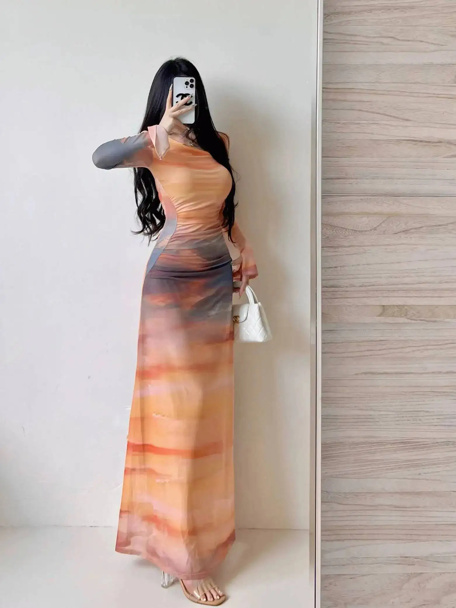 فستان غروب الشمس بربطة عنق مطبوعة برقبة متأرجحة أنيق أنثوي نحيف ورقيق للعطلات فساتين نسائية حلوة على الموضة 2025 جديد 0J0B