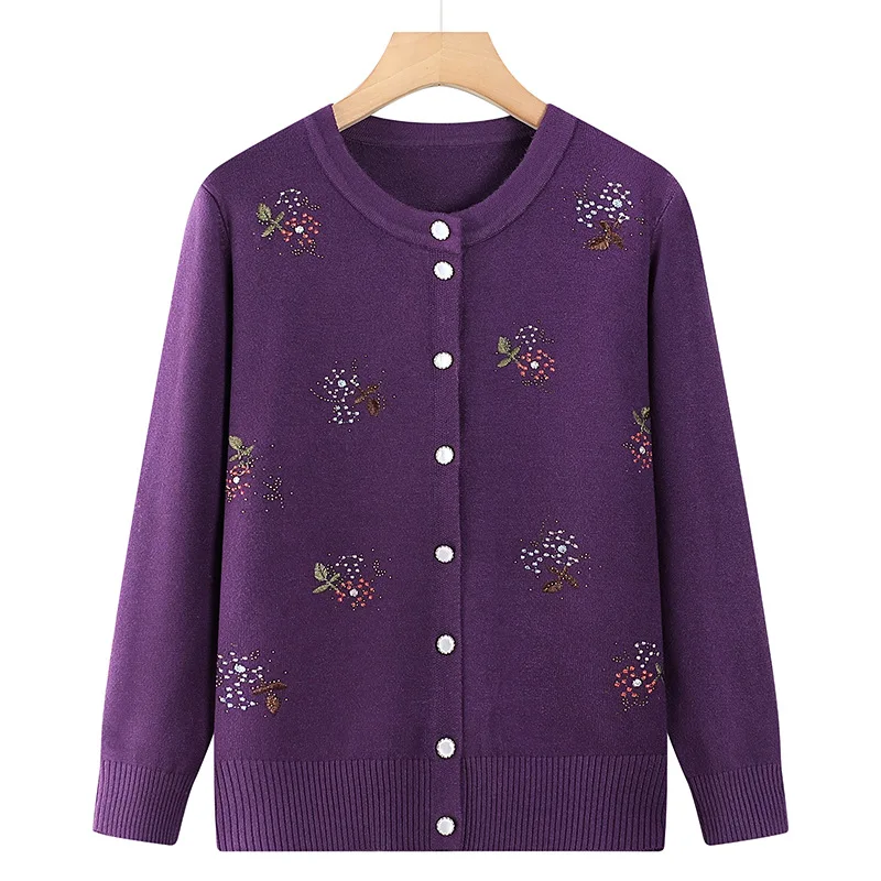 

Весенне-осенняя блузка, женская одежда, шерстяной свитер на пуговицах для женщин, топы, винтажный кардиган с принтом для мамы, куртка, женское пальто