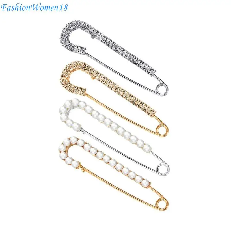 

4pack Pearls Sweater Shawl Brooch Retros Cardigan Collar Fashion Brooch Clip 57BD