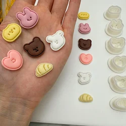 미니 귀여운 코일 빵 토끼 개 곰 하트 모양 폴리머 클레이 커터 귀걸이 펜던트 쥬얼리 엠보싱 몰드, DIY 커팅 몰드