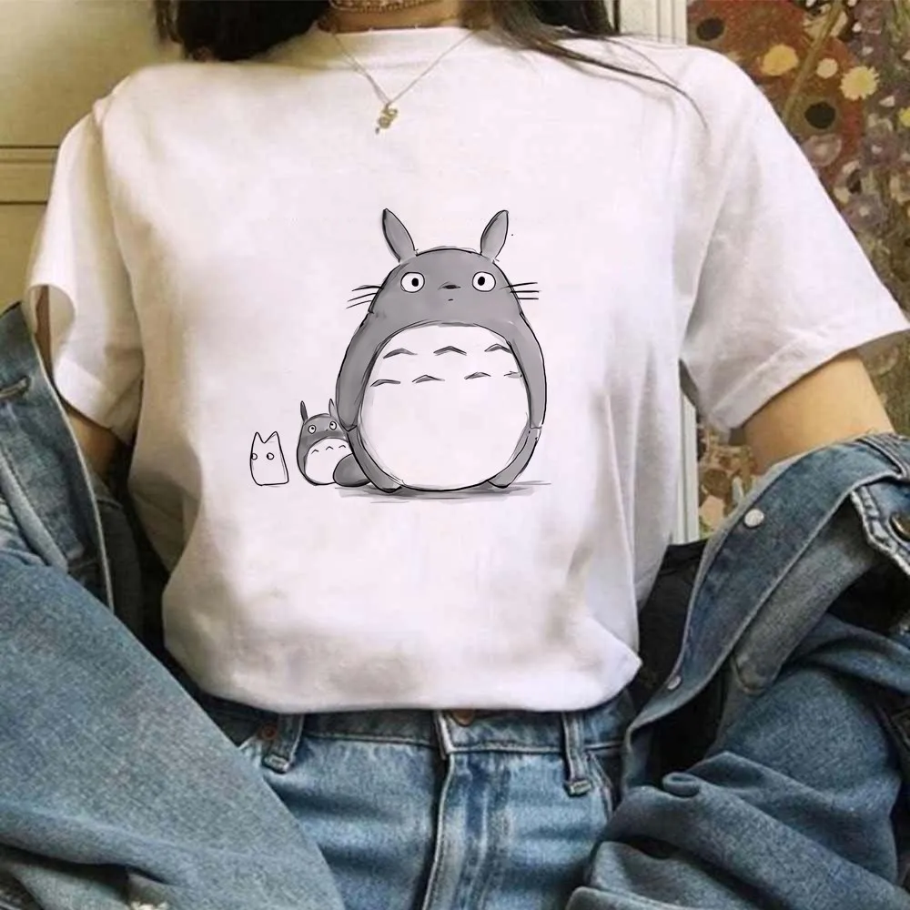 宮崎駿かわいい Tシャツグラフィック Tシャツ服ファッショントトロスタジオジブリかわいいアニメ Tシャツ女性原宿