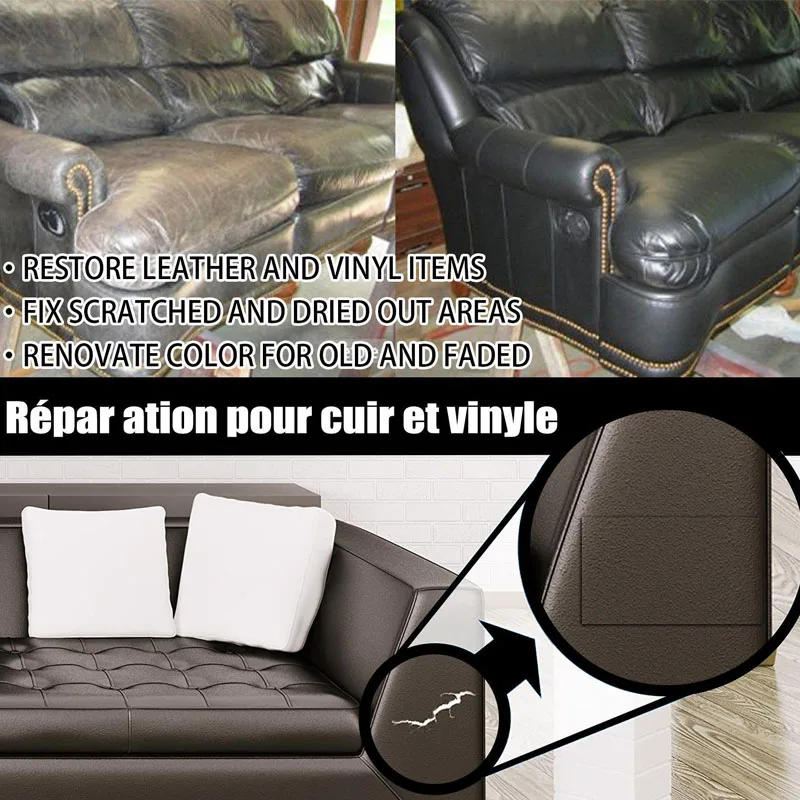 Gel de réparation pour cuir de voiture, crème de rénovation complémentaire, peinture pour siège de voiture, pâte d\'entretien, finition cuir, 10ml