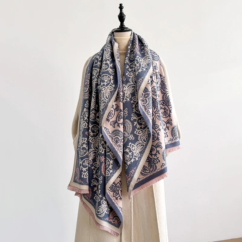 

Women's Winter Luxury Thick Warm Pashmina Wrap Imitation Cashmere Scarf with Houndstooth Jacquard Design for Casual Wear