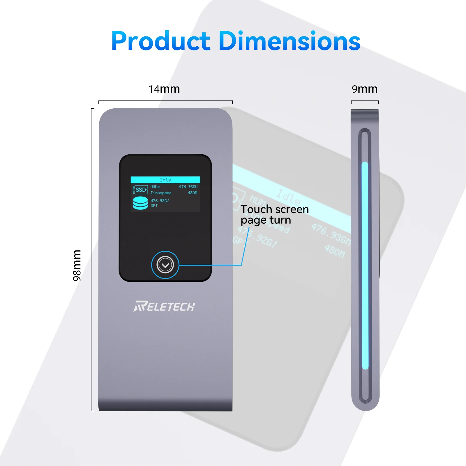 Reletech M2 NVMe SSD Enclosure 10Gbps PCIe  USB Type C 3.2 Gen 2 Portable External Enclosure SSD Box