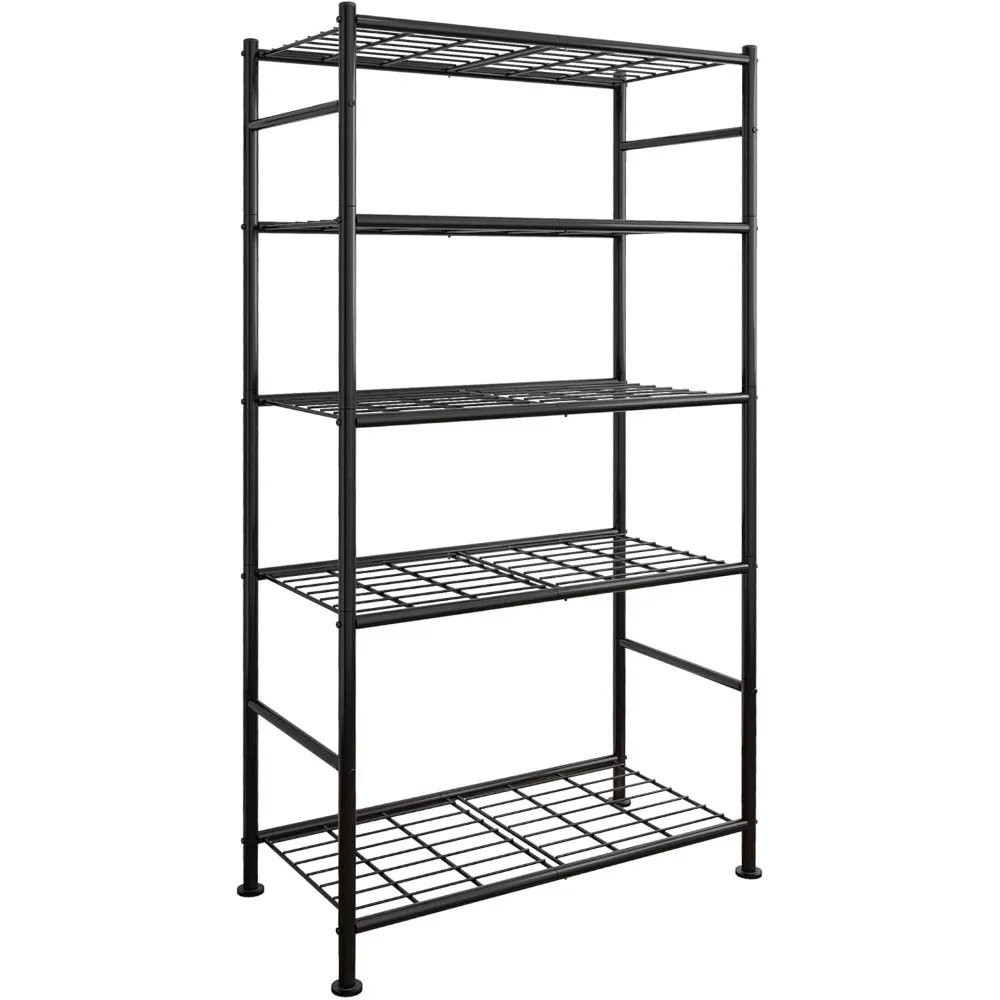 5 Tier Shelf Organizer, Heavy Duty Garage Shelving Unit with Leveling Feet, Stable Metal Shelves Organizer for Pantry, Bookcases