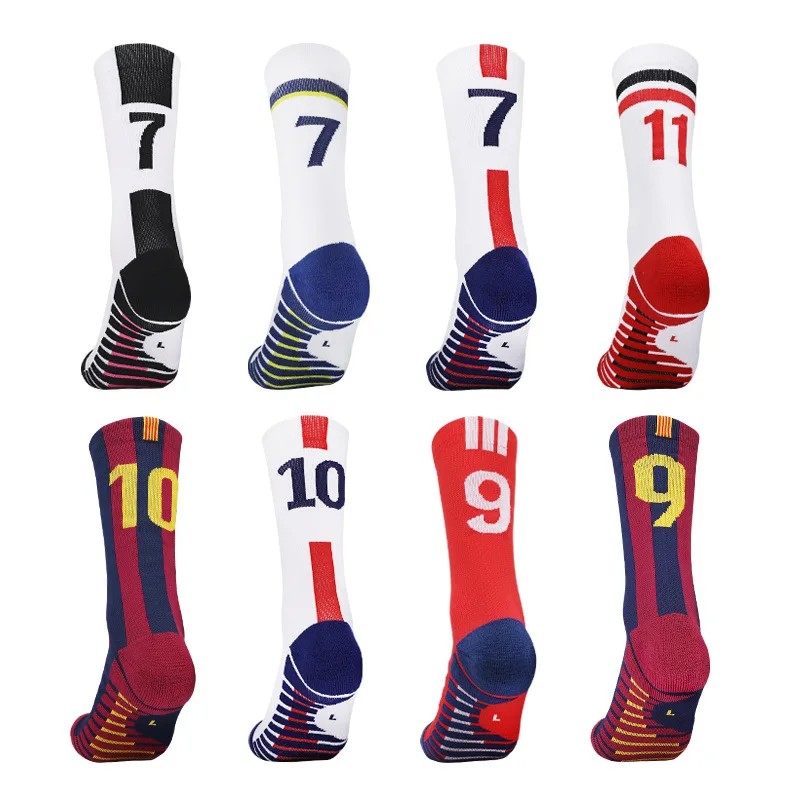 Calcetines cortos de fútbol para hombre y niño, medias deportivas de secado rápido, transpirables, antideslizantes, número 10, 7, Messi