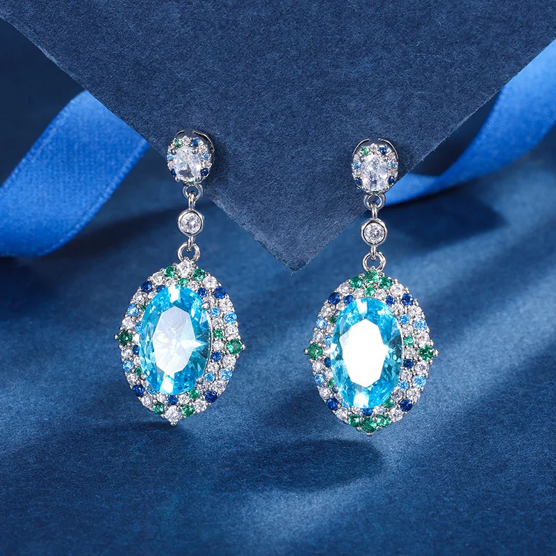 Jewelry Gold Plated Aquamarine Suit Denier Shaped Birthday Gift Main Stone 13*18 8*12