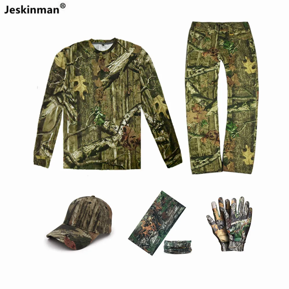 

Summer Green Leaves Bionic Camouflage Hunting Fishing Suit 100% Cotton Breathable Sun-Protection Long-Sleeve Shirt Full Pants