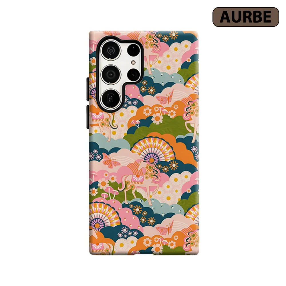 groovy carousel horse daisy Phone Case For Samsung Galaxy S26 S25 S24 S23 Ultra Plus HD Hard Double Layer Film Cover