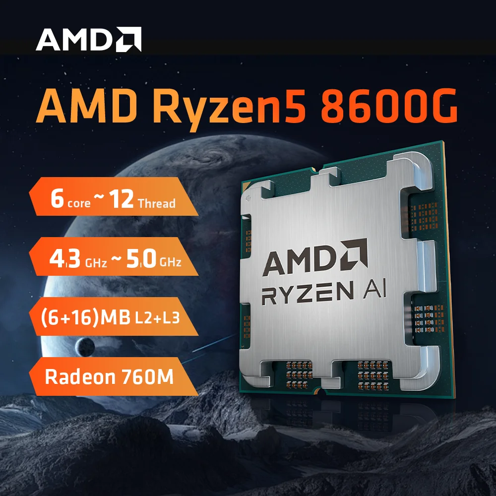 New AMD Ryzen 5 8600G CPU AM5 R5 8600G 65W L3=22MB Integrated Graphics Processor 4.2GHz 6-Core 12-Thread CPU Processor 4NM