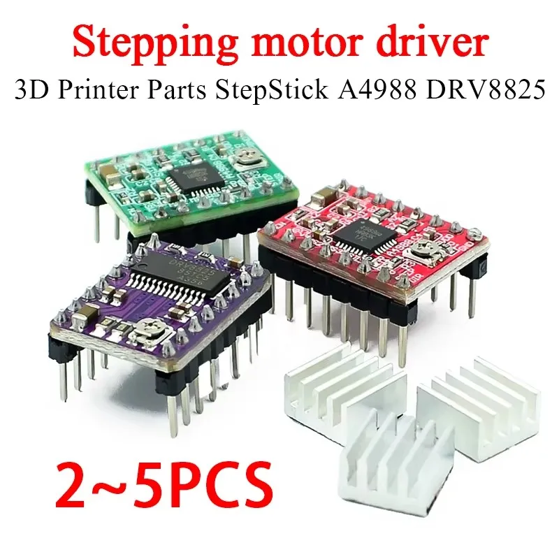 2/5PCS 3D Printer Parts StepStick A4988 DRV8825 Stepper Motor Driver With Heat sink Carrier Reprap RAMPS 1.4
