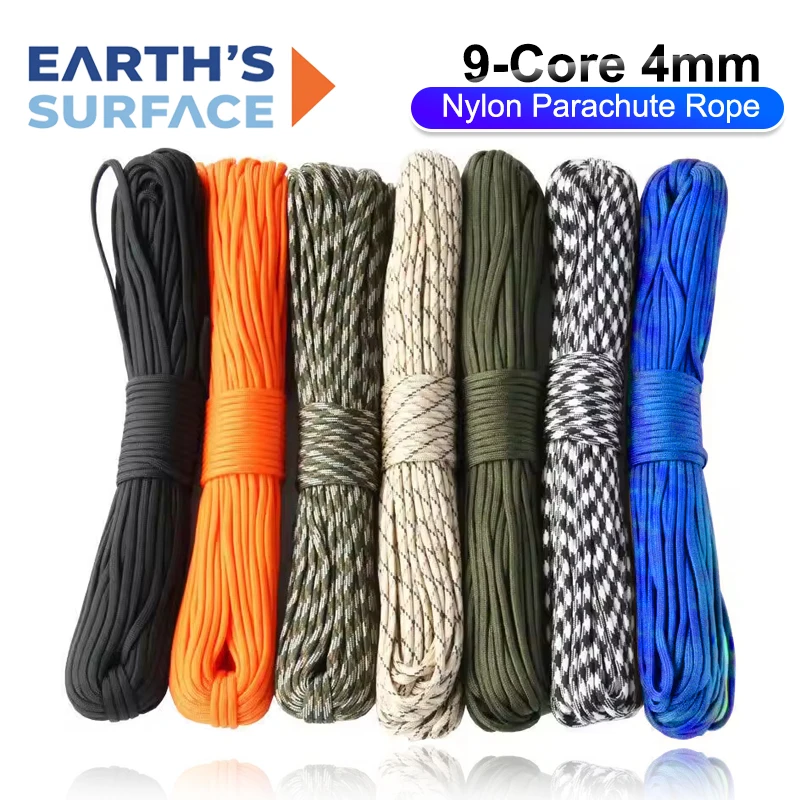 9-Core Outdoor Paracord 31m Dia 4mm Military Tactical Survival Parachute Rope For DIY Making Lanyard Bracelet Dog Collar Tent