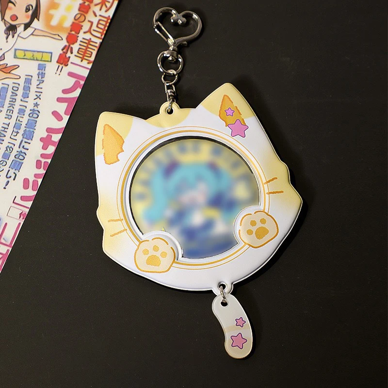 

1 Pc 5.8 Cm Cute Cartoon Badge Pin Holder Kawaii Anime Kitten Ear Badge Displaying Protector Portable Keychain Badge Cover Case