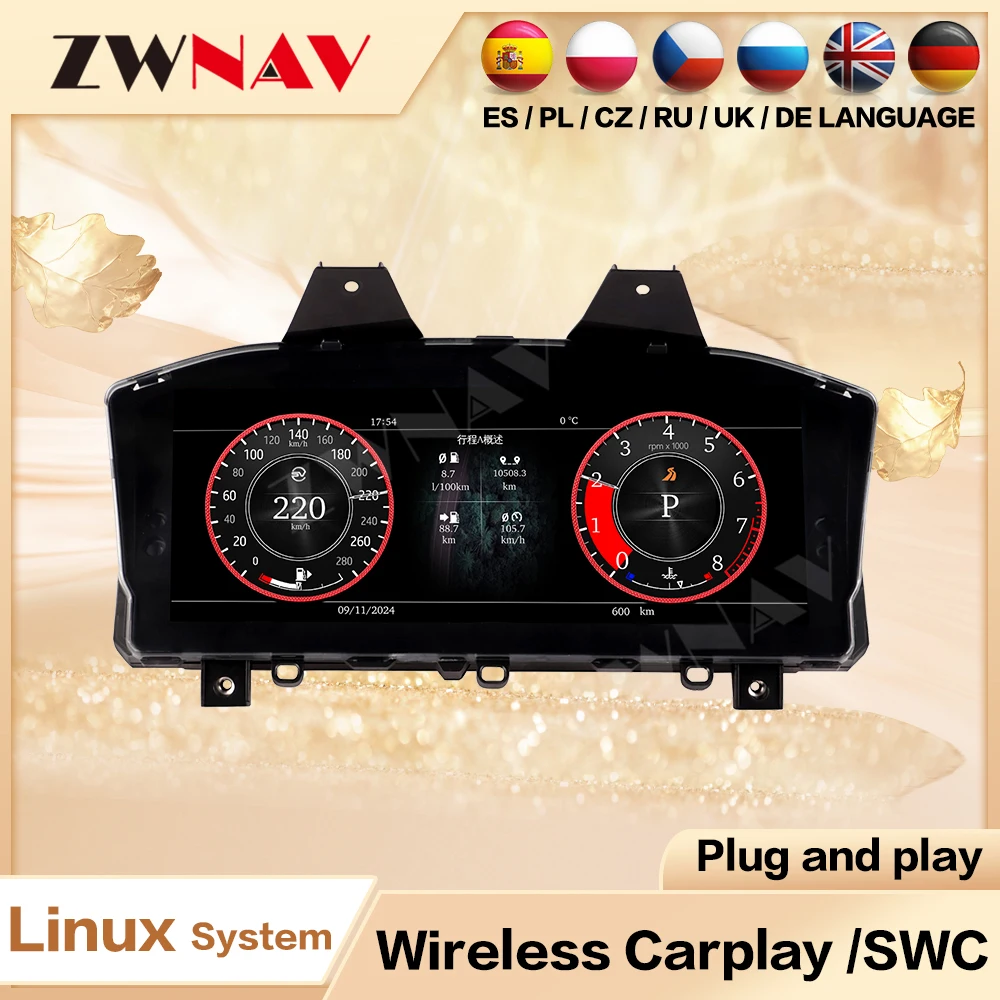 Car Virtual Cockpit For Land Rover Discovery 5 2017-2021 Dashboard Digital Cluster Instrument Speed Meter Screen-