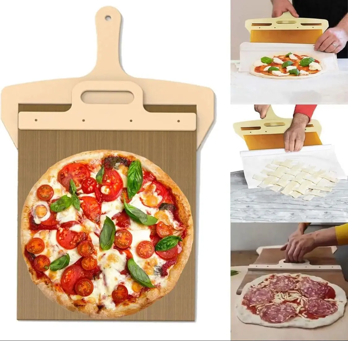 

Customizable Sliding Pizza Peel Shovel Storage Board Pala Pizza Scorrevole Wooden Handle Transfer