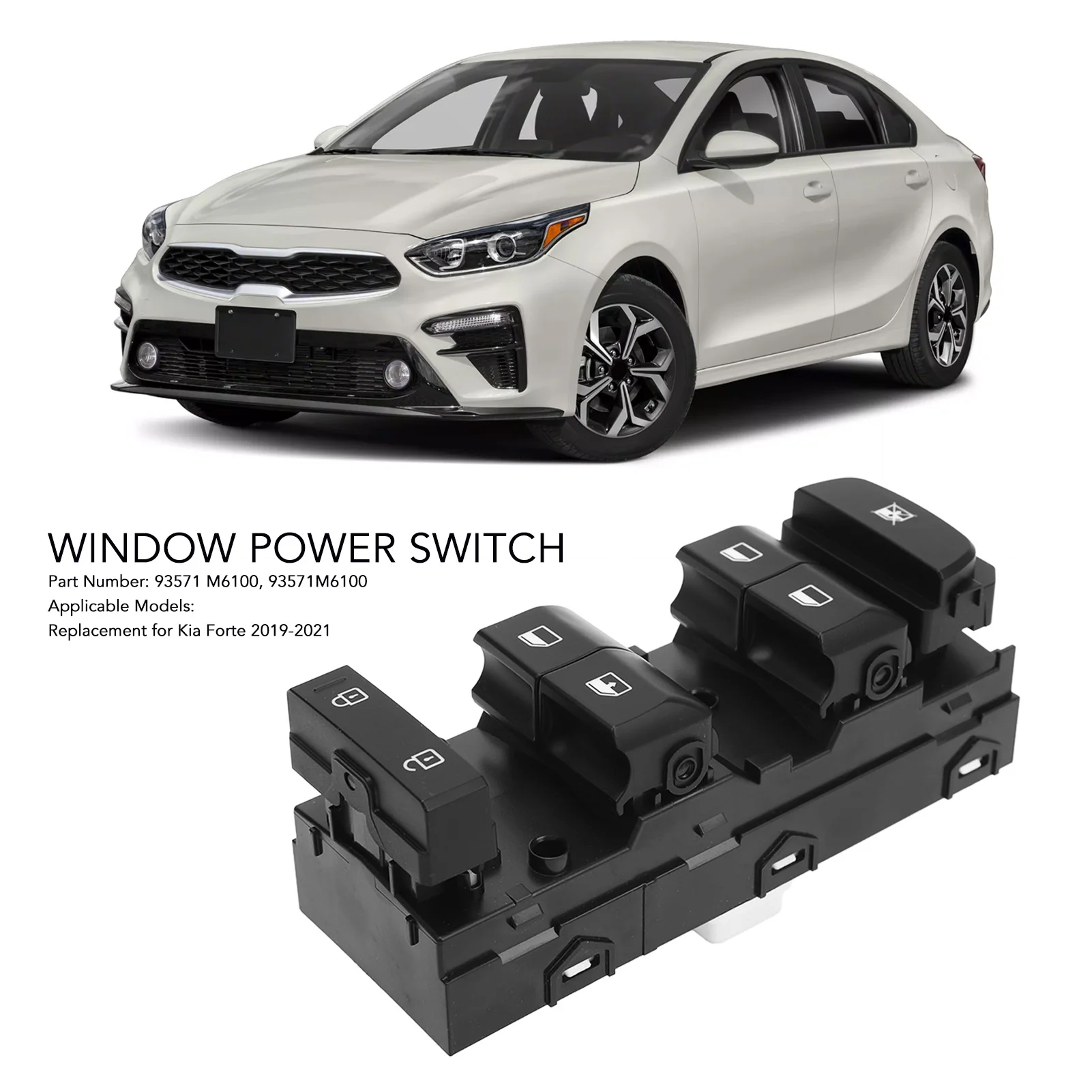 93571M6100 Window Power Switch For Kia Forte 2019‑2021 18 Pins Sensitive Flexible Glass Switch Replacement