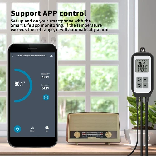 Imagen 2 del producto Controlador de temperatura Digital Tuya, enchufe calentador de termostato para acuario, invernadero, Control por voz a través de Alexa y Google Home