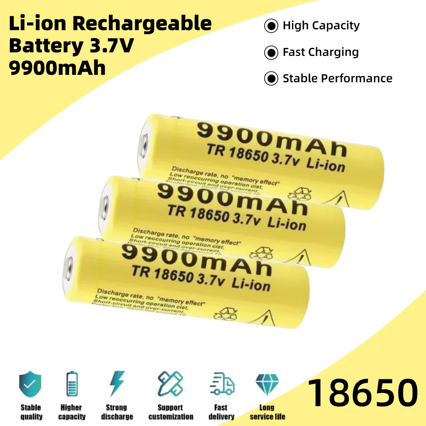 

NEW 1-20pcs 18650 Battery 3.7V 9900mAh Rechargeable Li-ion Battery for LED Flashlight/Torch High Capacity Long-Lasting Safe