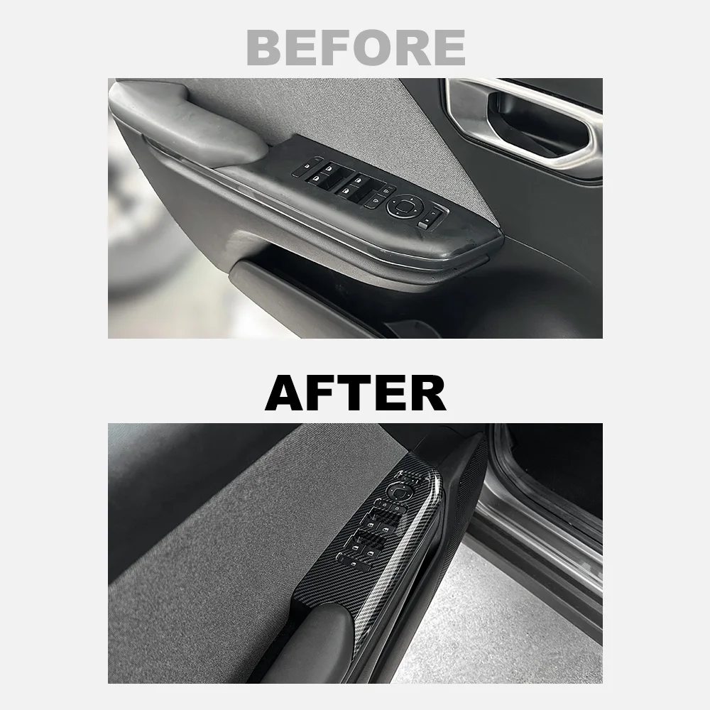 

Для Kia K4 2024 2025 2026 левый карбоновый автомобильный оконный стеклянный переключатель, панель, дверная ручка, подлокотник, накладка