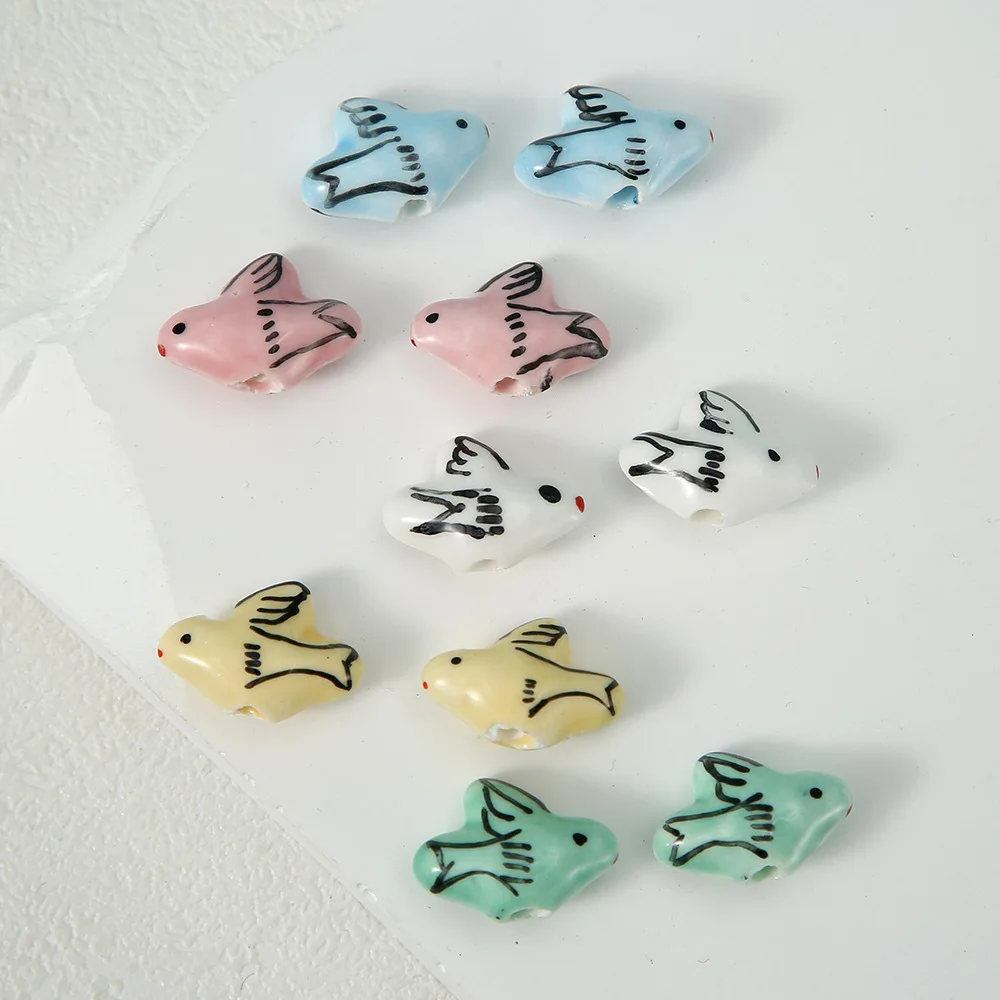 5PCS Hand Drawn Peace Dove Ceramic Beads Loose Spacer Beads For Jewelry Making DIY Bracelet Necklace Accessories