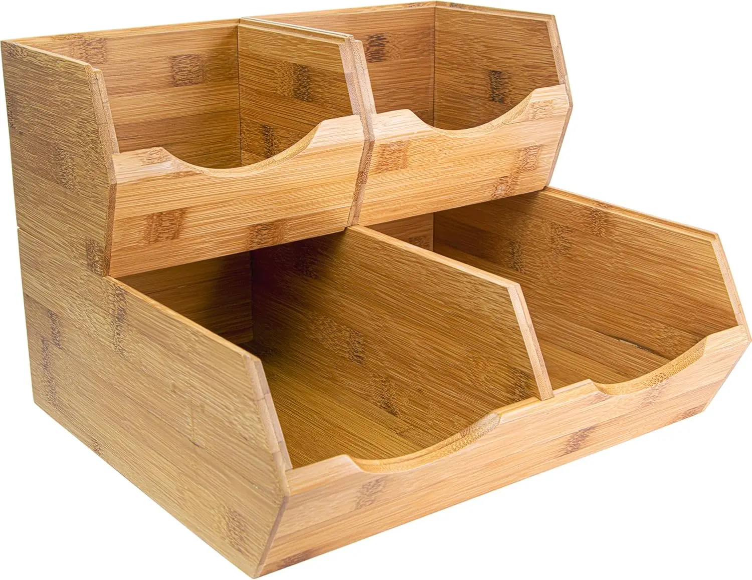 

Bamboo Pantry Storage Bins Set of 3 for Potato Onion Organizer Slide Out Access