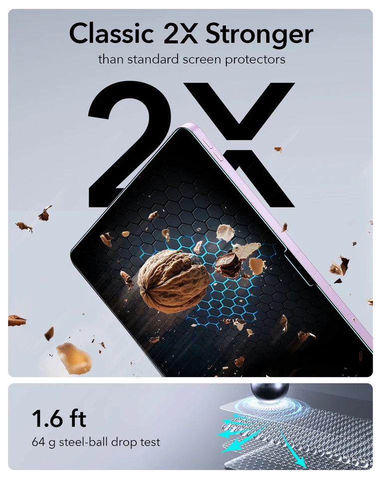 ESR 2 unidades Protector de pantalla para iPad Pro 11/13 (2025/2024) Película de vidrio templado HD Air 13/11 (M4/M3/M2) Película de vidrio templado 4