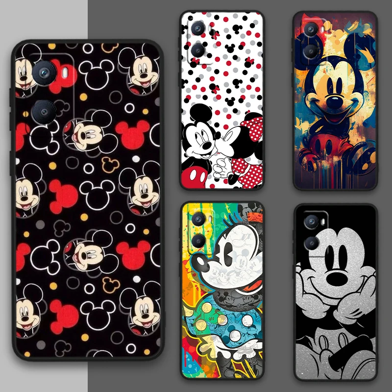 Fashion Art Mickey Minnie For OPPO Reno 10 9 8 7 6 5 4 Z SE Pro Plus Lite Soft TPU Shockproof Black Phone Case