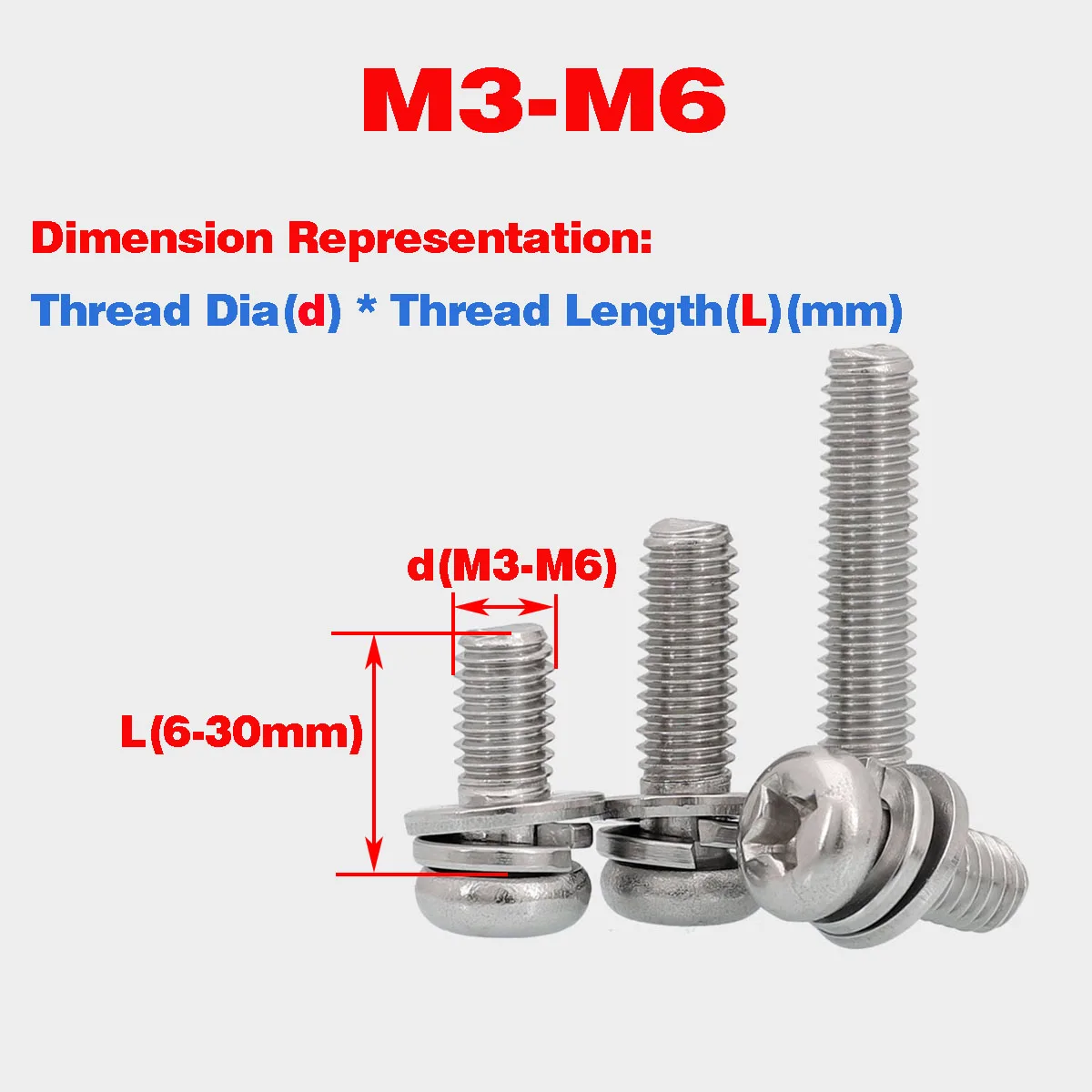 

316 SS круглая головка/головка с тремя комбинированными винтами, винты Phillips