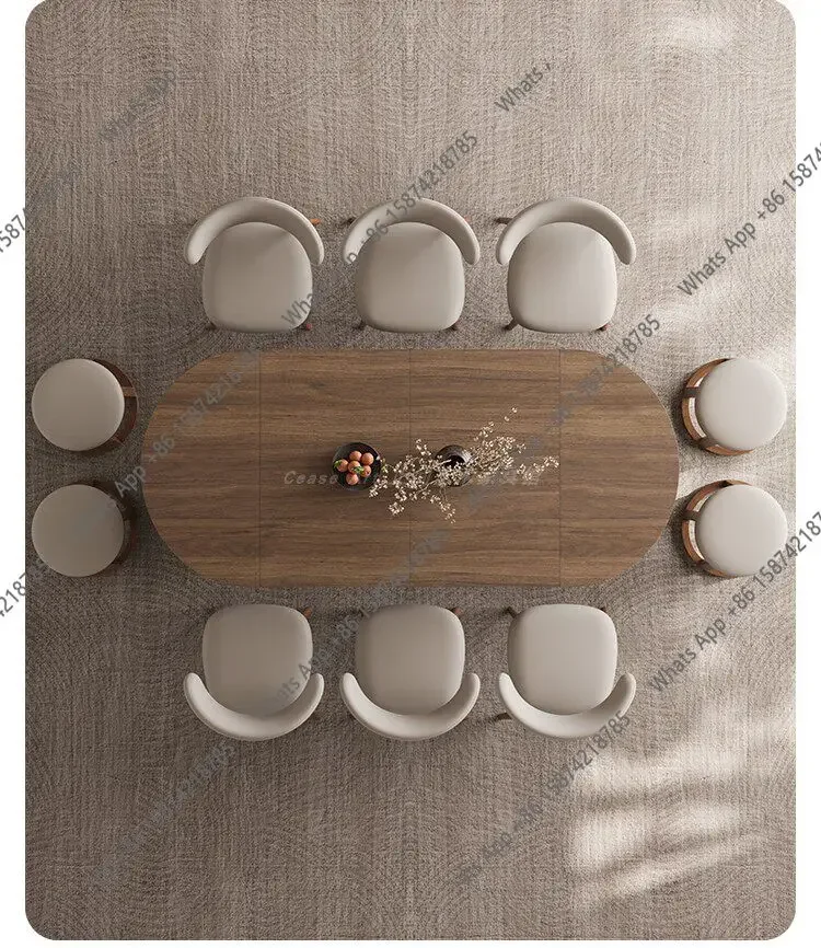 Solid Wood Folding Dining Table Round Retractable Table French Restaurant Household Small Apartment Rectangular Dining Table And