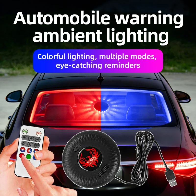 

In-car 48 LED Rotating Ambient Lights Colorful Disco Lights Flash Bar Decorative Light Warning light With Remote Control