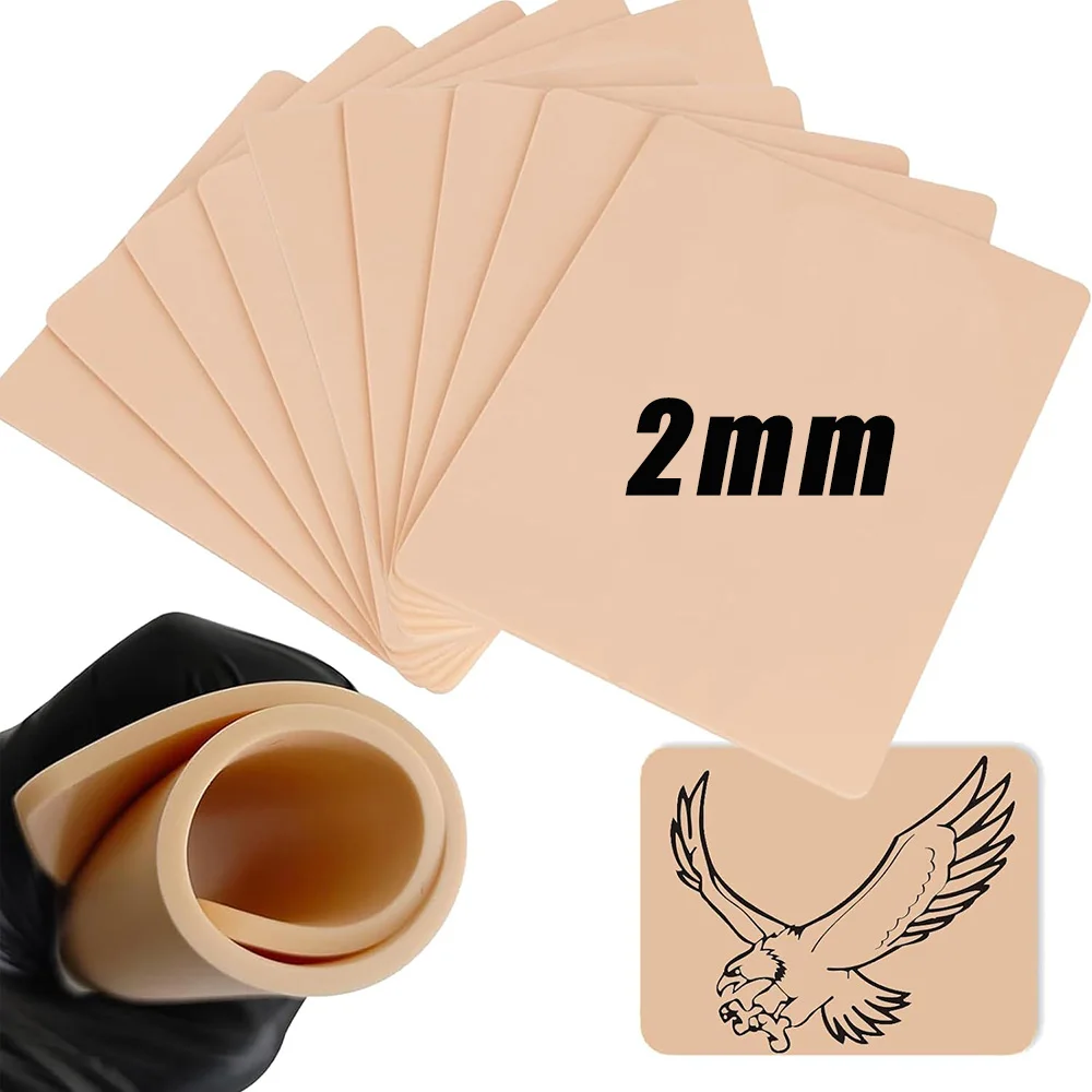 2MM Tattoo Practice Skin Silicone Tattoo Fake Skin Double-Sided Skin Touch Tattoo Skin for Beginner and Artist Tattoo Accessory