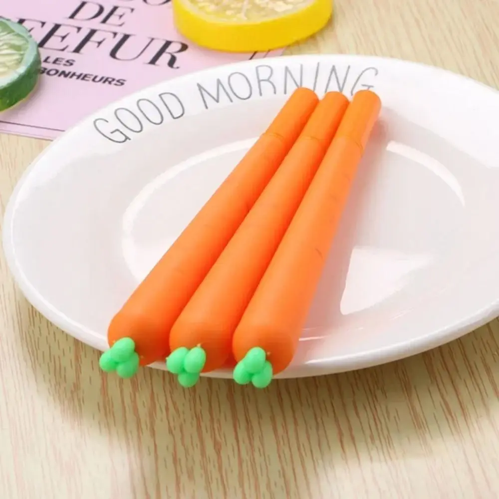 1/5Pcs Durable Simulation Carrot Gel Pen 0.5mm Quick-drying Black Pen Writing Stationery Exam Professional Pens